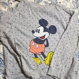 Disney Gray Polka Dot Mickey Mouse Sweatshirt